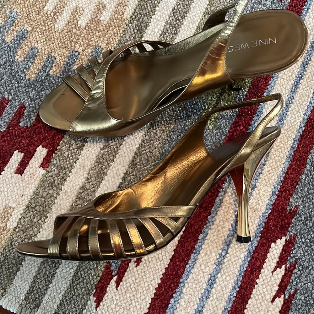 Nine West Bronze and Gold Dress Sandals